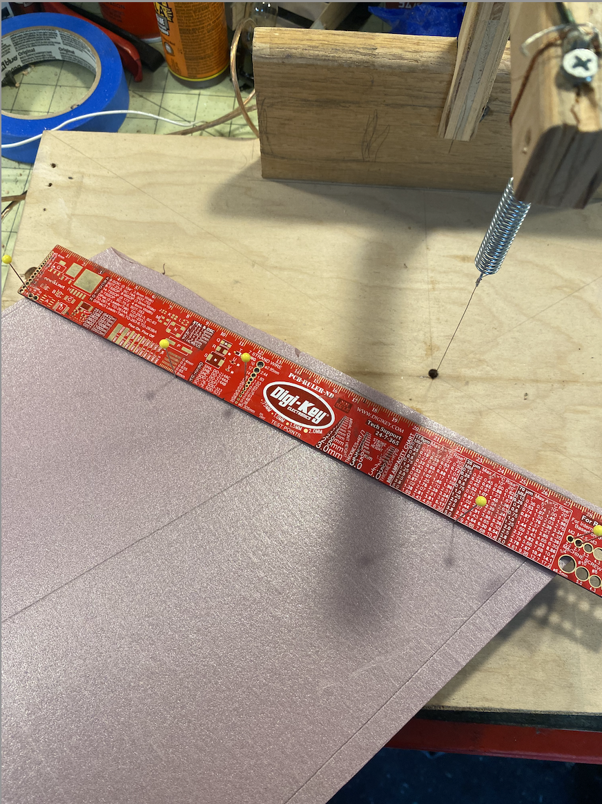 pinned ruler to the wing to cut with hot wire