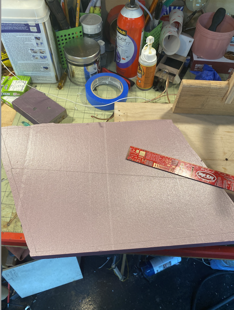 traced foam with ruler